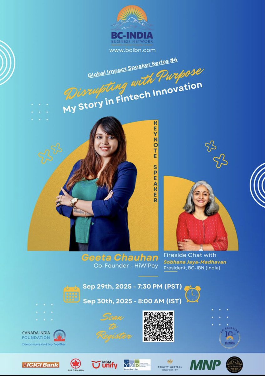 Please join me and Geeta Chauhan for this exciting free virtual event focused on #fintech Pl scan and register on Eventbrite.