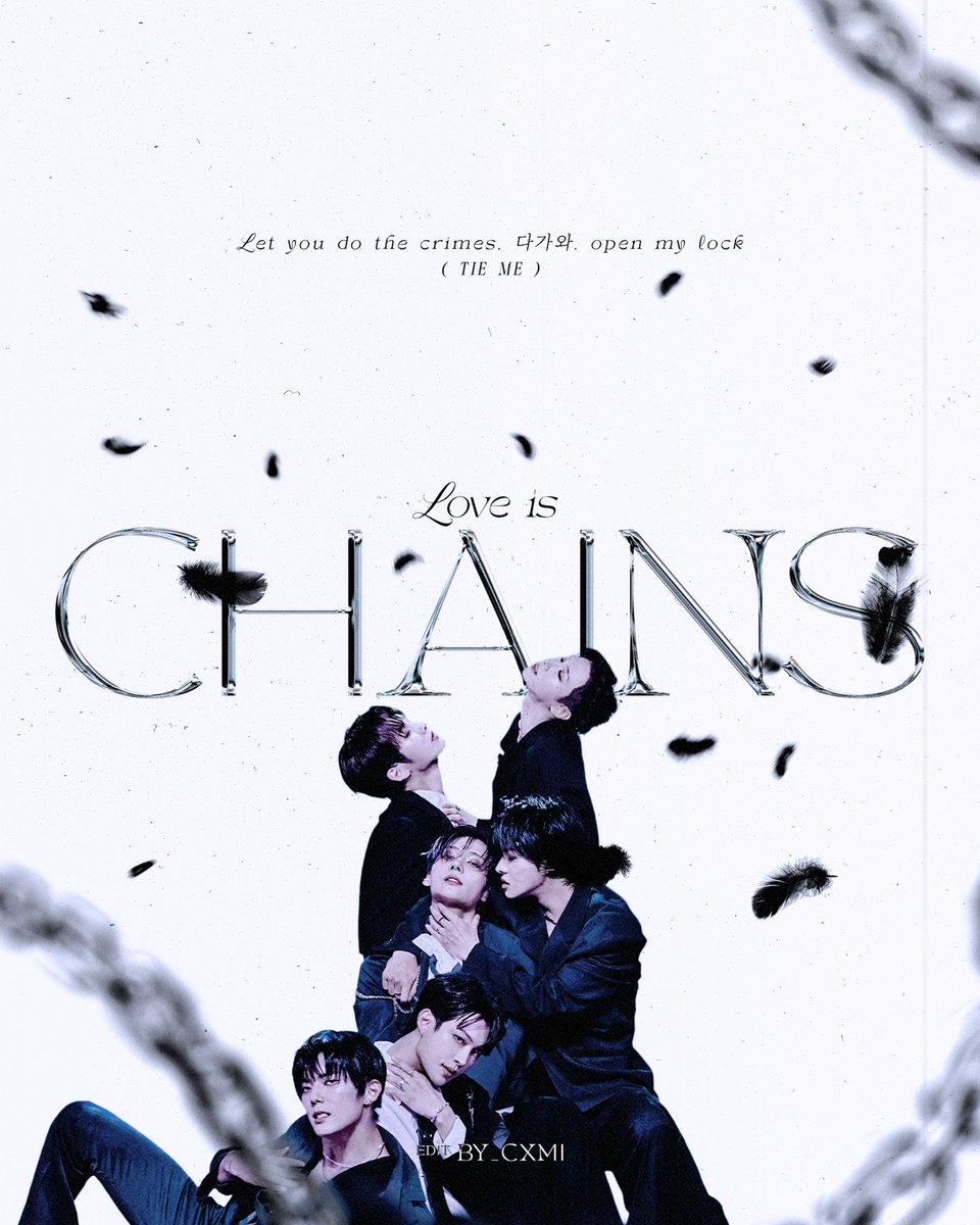 Love is - CHAINS | concept poster 2
Light ver.🪶⛓️

Let you do the crimes, 다가와, open my lock (tie me)

#전이정 #김건우 #이리오 #이상원 #장지아하오 #조우안신
#JUNLEEJEONG #KIMGEONWOO #LEELEO #LEESANGWON #ZHANGJIAHAO #ZHOUANXIN
#BOYS2PLANET #보이즈2플래닛 #BOYSPLANET #mnet #kpop