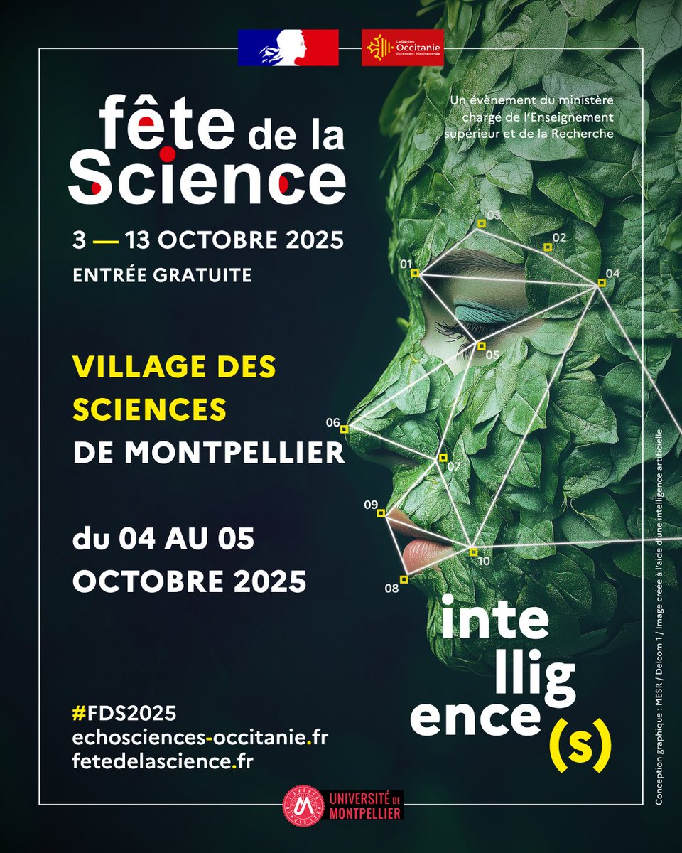 #FDS2025 | Découvrez les animations, ateliers, expos proposés par <a href="/umontpellier/">Université de Montpellier</a> pour cette 34e édition de la Fête de la Science. Le Village des sciences de Montpellier sera ouvert au grand public les 4 &amp; 5 octobre avec pour thématique explorer toutes les formes d’intelligence(s)