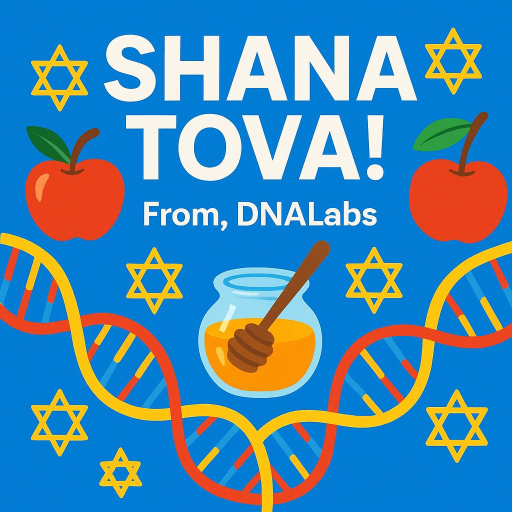 Shana Tova from all of us at DNALabs! As we welcome the new year, we wish you and your loved ones good health, happiness, and success. We are honored to be part of your health journey, and we look forward to another year of making a difference together. #RoshHashanah #ShanaTova