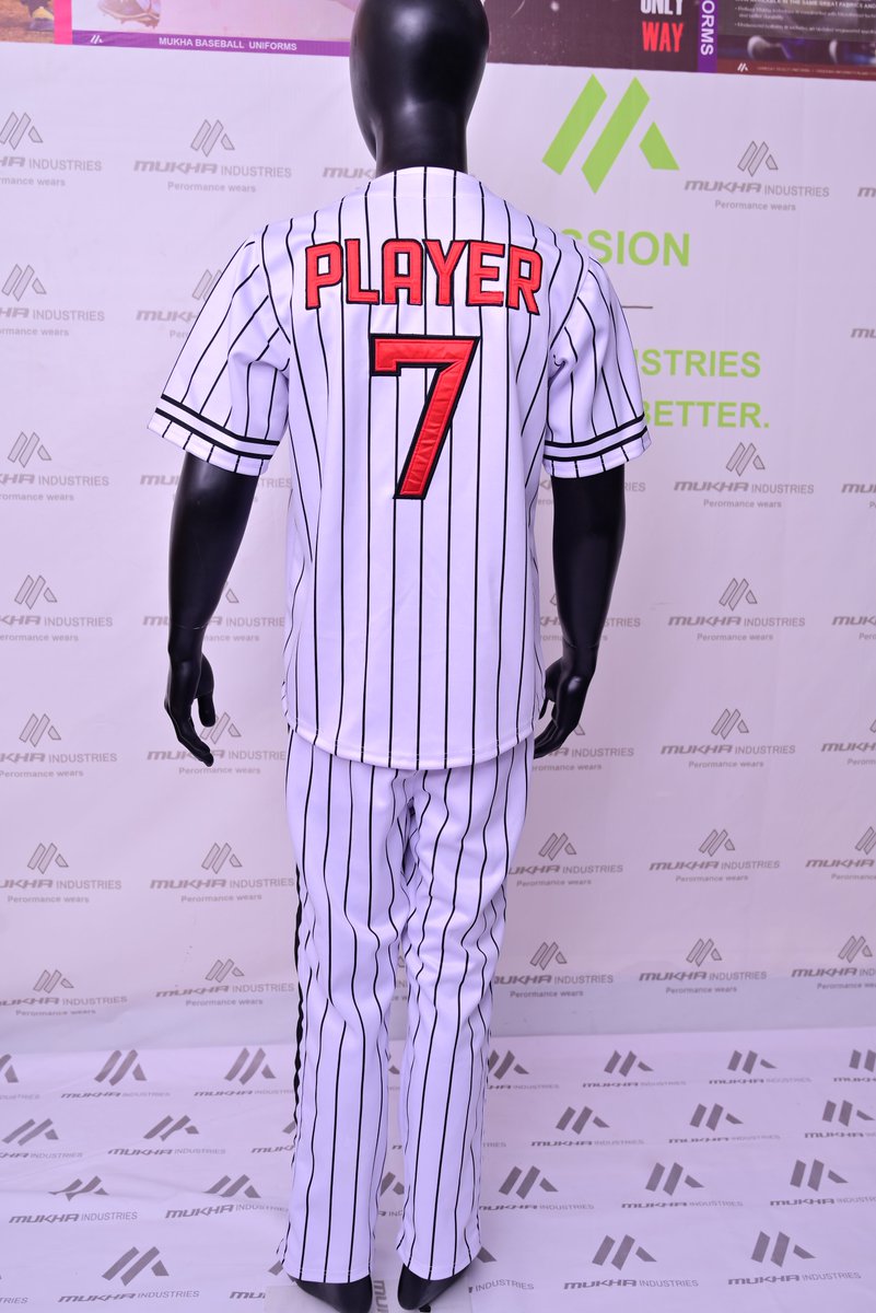 ⚡ Elevate Your Game with Mukha Industries
Turn heads with this sleek black pinstripe baseball uniform – designed for teams who bring fire to the field. 🖤⚾
For Contact :
WhatsApp :+92 333 8606 945
Email: info@mukhaind.com

#MukhaIndustries #CustomBaseballUniforms #BaseballTeam