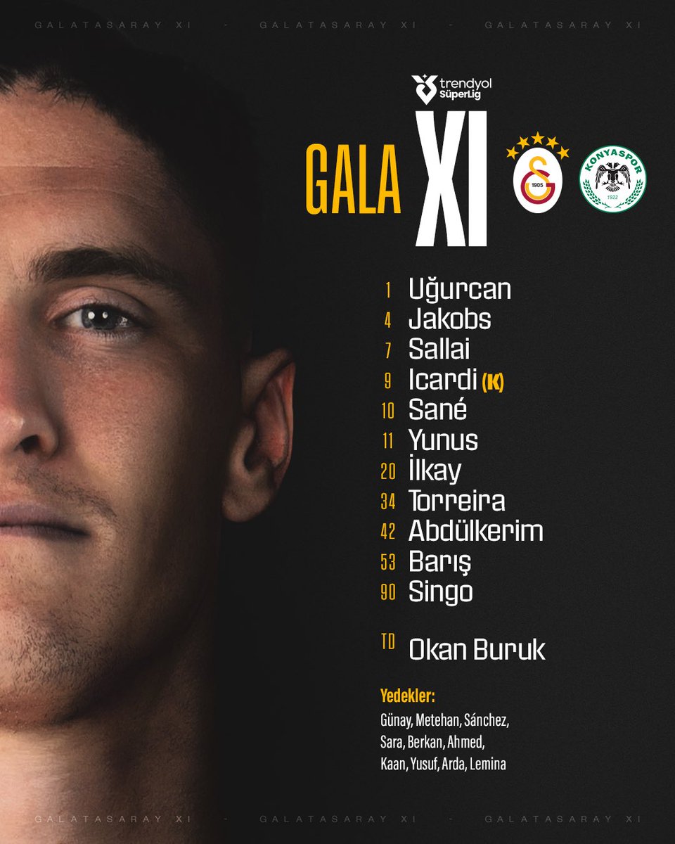 📢 T. Konyaspor karşısında ilk 11’imiz ve yedeklerimiz! 👇 #GSvKNY