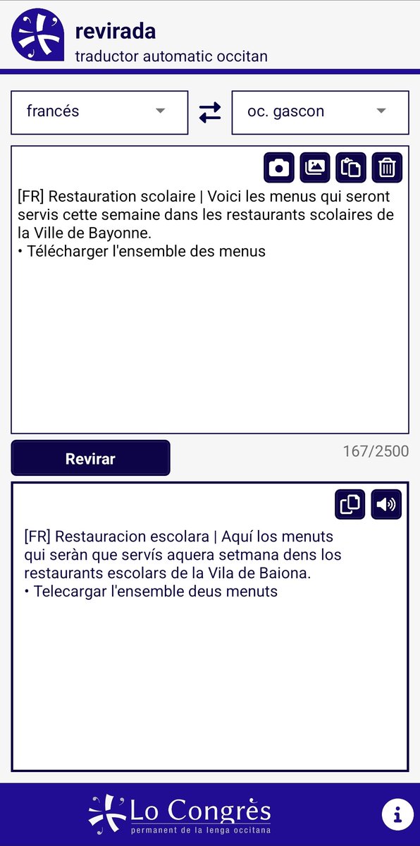 <a href="/VilleDeBayonne/">VilleDeBayonne</a> [Fr]Aqui l'utís revirada.eu per lo trilingüisme entà tots los subjèctes per tots los sons ciutadans. Ajuda en MP se besonh.

[Fr]Voici l'outil pour que <a href="/VilleDeBayonne/">VilleDeBayonne</a> puisse intégrer le trilingüisme pour tous les sujets pour tous ses administrés. Si besoin d'aide MP.