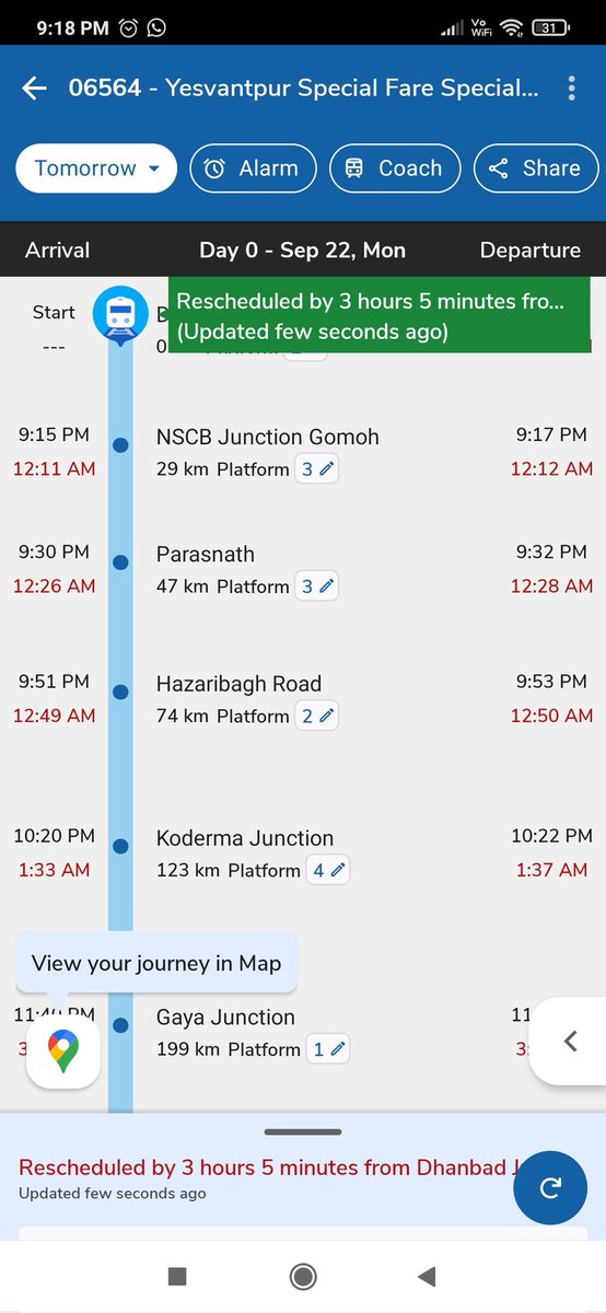 Varshithbodige1's tweet photo. Why this much delay @RailwaySeva  yesvantpur special express 06564 @AshwiniVaishnaw https://t.co/G3Q15I0xZI
