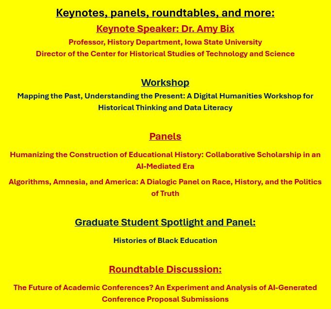 EdHistorians's tweet photo. LAST CALL! On Friday, our ONLINE annual conference/meeting begins! Explore our sessions &amp; affordable rates for faculty/ professionals, along with our open access for graduate students. See the images for example sessions, workshops, &amp; more! Register here: https://t.co/taAJNx3IC5 https://t.co/JrMkH1Hjso