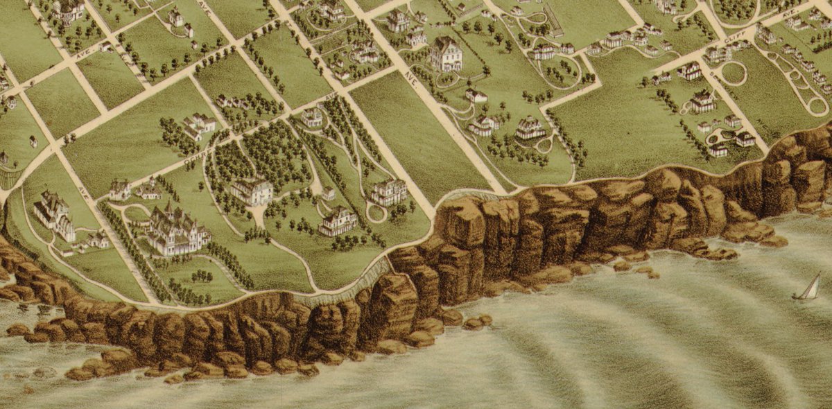 This sweeping 1878 panoramic map captures the natural beauty and stately homes of Newport, Rhode Island.

Take a closer look here: loc.gov/item/75696563/…