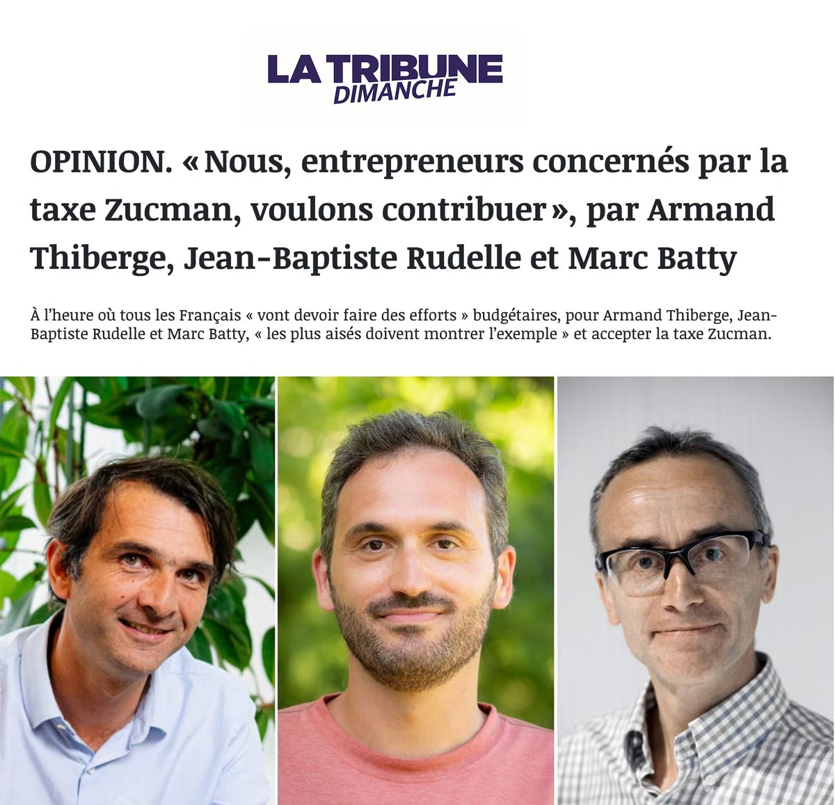 Justice fiscale : "les plus aisés doivent montrer l'exemple".

Ça n'est pas Gabriel Zucman qui le dit mais les fondateurs de 3 des plus importantes startups françaises.

Bravo à eux.