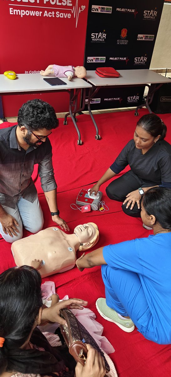 SuchitraAcad's tweet image. Project Pulse CPR Training Success! 35 participants learned life-saving skills with expert doctors from Star Hospital. Thanks to FirstCry Intellitots Preschool &amp;amp; Star Hospital for their support!  #ProjectPulse #CPRTraining #LifeSavingSkills