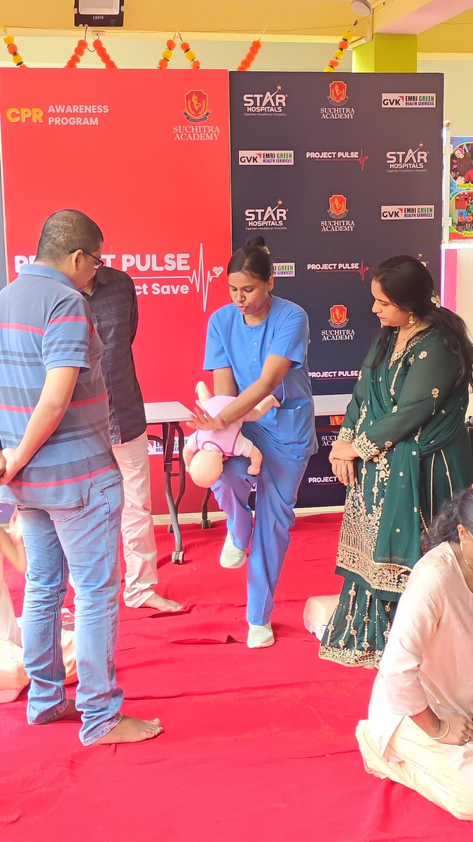 SuchitraAcad's tweet image. Project Pulse CPR Training Success! 35 participants learned life-saving skills with expert doctors from Star Hospital. Thanks to FirstCry Intellitots Preschool &amp;amp; Star Hospital for their support!  #ProjectPulse #CPRTraining #LifeSavingSkills