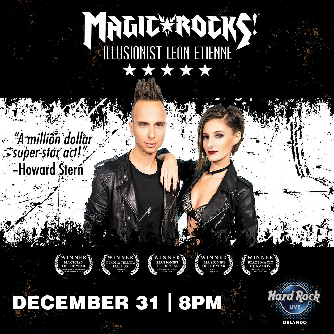HardRockLiveOrlando (@hardrockliveorl) on Twitter photo ⚠️ JUST ANNOUNCED⚠️Kick off your NYE with <a href="/magicrocksshow/">Illusionist Leon Etienne</a> Featuring Illusionist Leon Etienne wed. 12/31/25 ✨ You've seen him on America's Got Talent, The Tonight Show & more...don't miss this spectacular show LIVE! Tix on sale this Fri. 9/26 @ 10am 🎫: bit.ly/MagicRocksNYE1… ⚠️ JUST ANNOUNCED⚠️Kick off your NYE with <a href="/magicrocksshow/">Illusionist Leon Etienne</a> Featuring Illusionist Leon Etienne wed. 12/31/25 ✨ You've seen him on America's Got Talent, The Tonight Show & more...don't miss this spectacular show LIVE! Tix on sale this Fri. 9/26 @ 10am 🎫: bit.ly/MagicRocksNYE1…