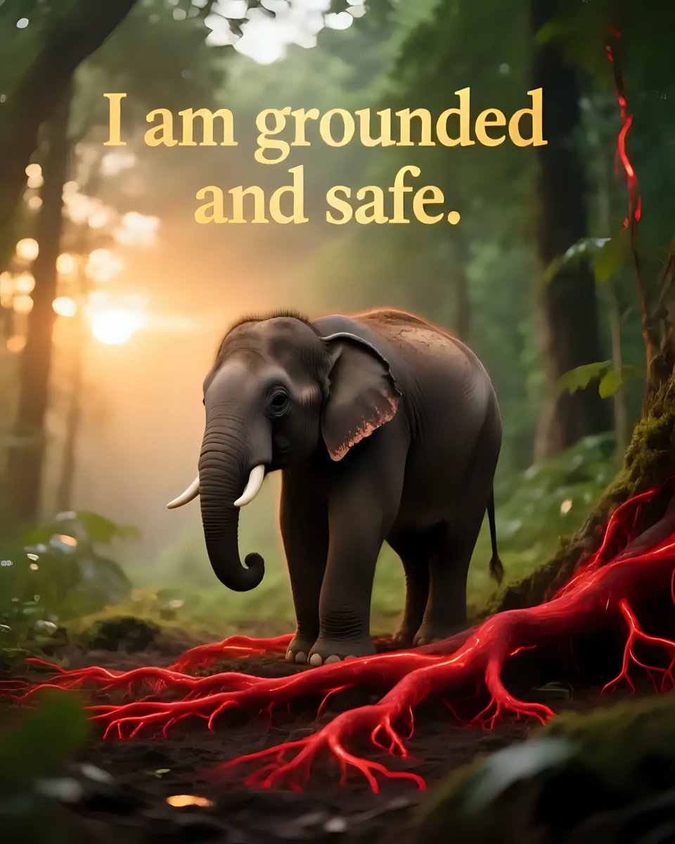 Ai Art Prompt Share Party 🎨👇

A majestic baby elephant standing proudly in a lush, emerald forest at sunrise, surrounded by glowing red roots intertwining with the earth, radiating strength and stability. The affirmation 'I am grounded and safe' floats in soft golden letters