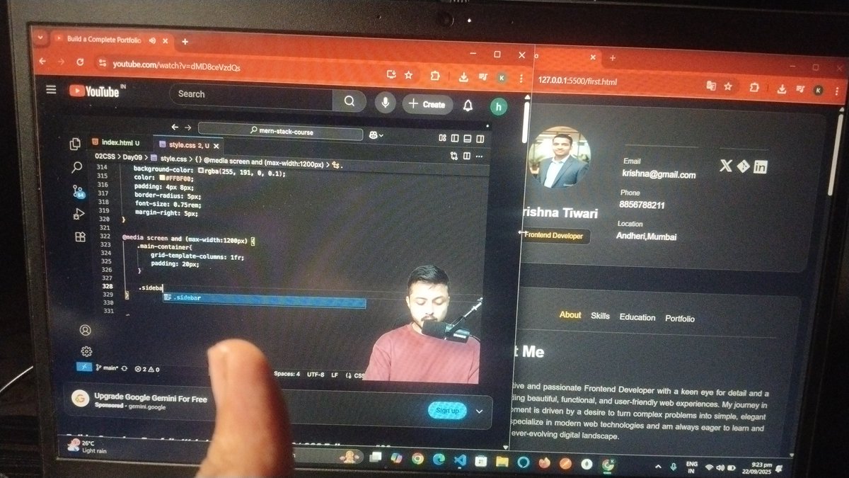 imKrishnaT's tweet image. Day 15 of Web development course 🔥 

We learn about how to create a website and a portfolio page ! 

Excited for the next @rohit_negi9 ✅

#Webdevelopment #Rohitnegi