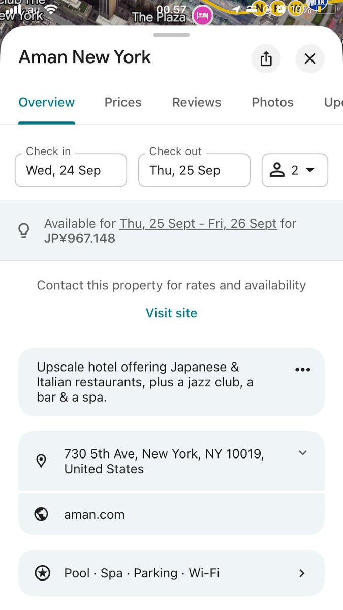 elisa_jkt's tweet photo. Aman Hotel, tgl 24-25 Sept Itu fully booked, dan harga 25-26 Sept itu 1 JUTA YEN alias hampir 120 JUTA/MALAM.
Siapa aja yg nginep di situ? https://t.co/cmfHxcVwvu