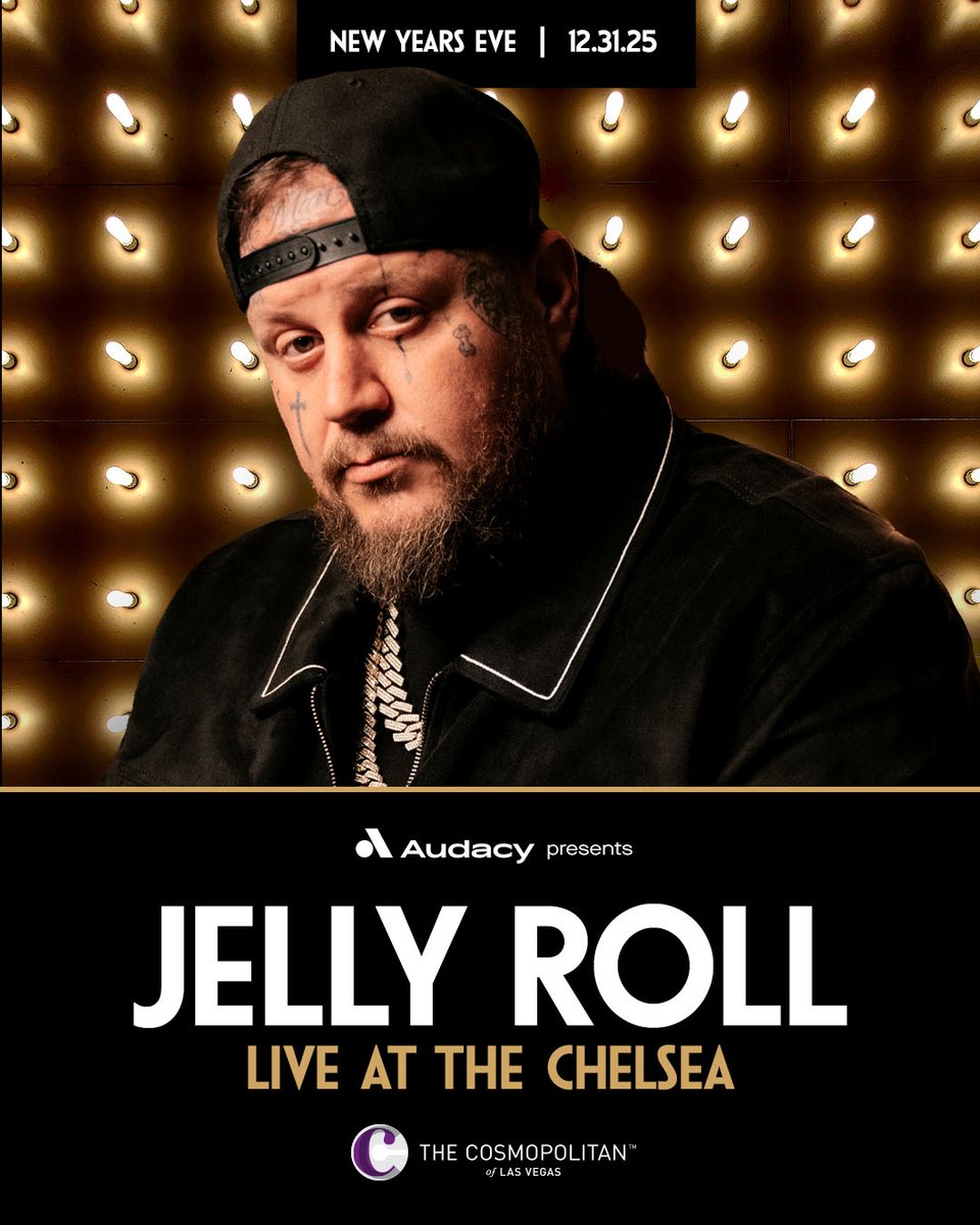 985KLUC's tweet photo. @985KLUC presents @jellyroll615 on New Years Eve  at The Chelsea at @Cosmopolitan_LV!   Keep listening to get your pre-sale code!

 Pre-sale Thurs, 9/25 at 10 AM PT: https://t.co/yPe8Su1ebI https://t.co/EZekWX7M9N