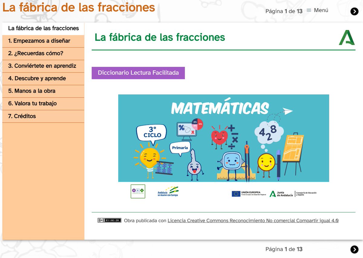 "La fábrica de las fracciones" #ProyectoREADUAAndalucía edea.juntadeandalucia.es/bancorecursos/… Situación de Aprendizaje de Matemáticas para tercer ciclo de primaria con diseño #DUA y Modelo Pedagógico de las 6 fases. Lista para usar en clase 👇