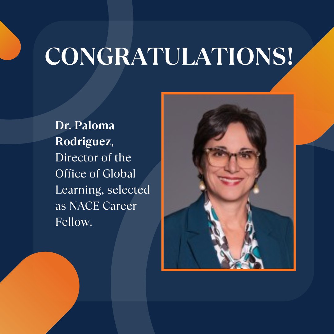 GlobalGators's tweet image. 🎉 Congratulations to UFIC’s Dr. Paloma Rodriguez, Director of the Office of Global Learning, on being selected as a NACE Career Fellow! 👏 🌎✨
Learn more about this accomplishment here: ow.ly/hugB50X08Sx
#UFIC #GlobalGators #GlobalLearning #NACE