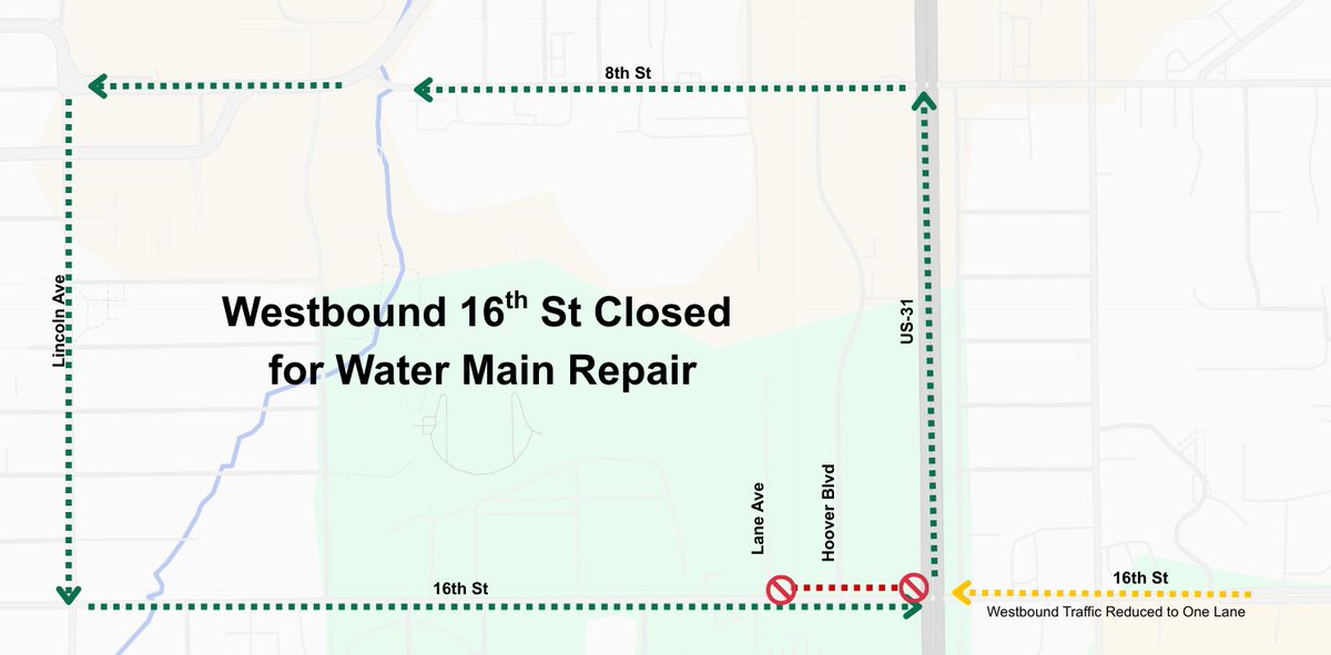 September 25-26, 2025: Westbound 16th St between US-31 and Lane Ave will be closed Thursday night through Friday for a water main valve replacement. All traffic should detour to 8th St. Businesses near the closure will be open.

#hollandbpw is #communityowned #giveemabrake