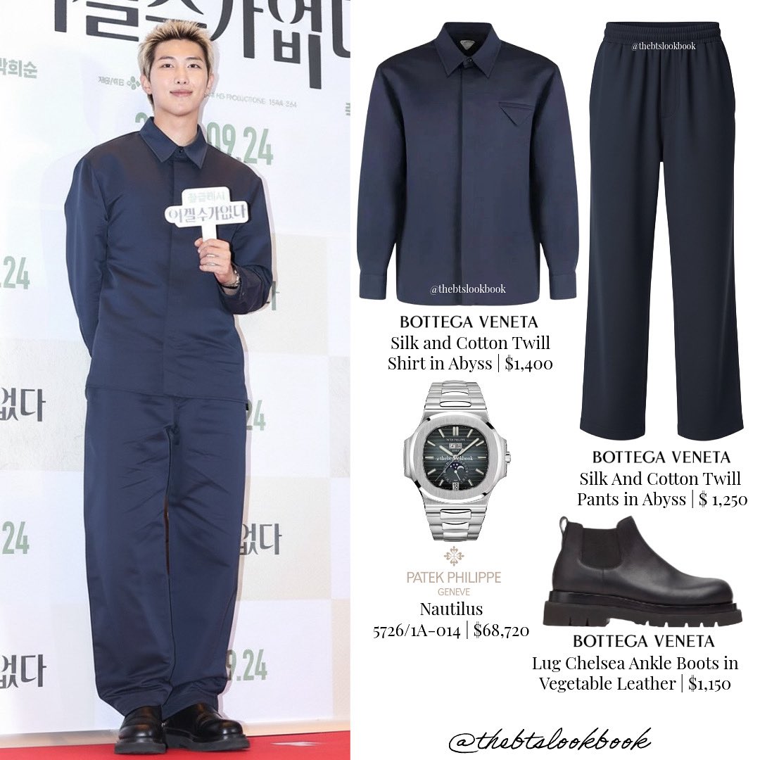 bts ナム　RM Namjoon wearing Bottega Veneta “Silk and Cotton Twill Shirt and