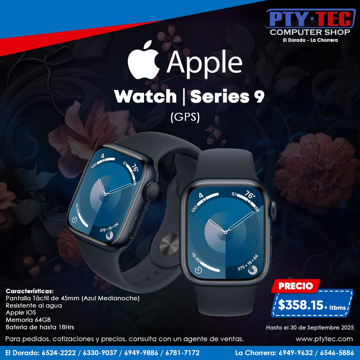 ptytec_computer's tweet image. El Apple Watch Series 9 te ayuda a tenerlo todo bajo control, desde tus notificaciones hasta tus metas de fitness. ¡Simplemente indispensable!

Más info: ptytec.com/product/13065

#Ptyteccomputershop #ptytec #AppleWatch #AppleWatchSeries9 #Series9 #Apple #Smartwatch #Wearable