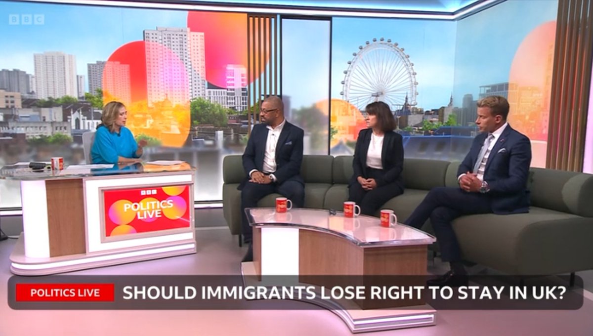 The new look #PoliticsLive starts as they mean to go on leading on Reform UK immigration policy and not placing themselves in the centre of the #LibDem conference like they used to do. 
The new set's angles are impractical and the opening titles are very #ThisMorning in style
