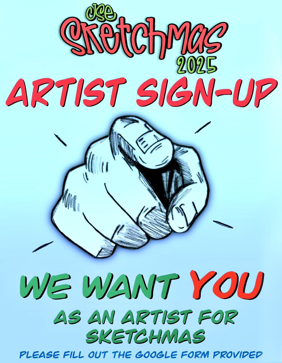 Hey Artists!! 
It’s that time again!!🎄✏️

Artists Sign-Up for Sketchmas 2025 is now open! 

If you are interested in being an artist for Sketchmas this year, please fill out the Google Form below this post.