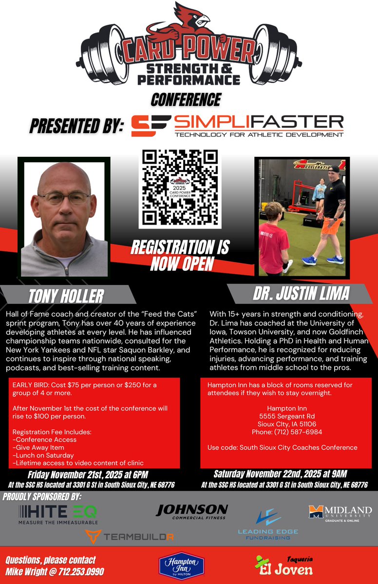 SSC Card Power (@ssc_cardpower) on Twitter photo 🚨 Registration is OPEN! 🚨
Sign up today for the @simplfaster Card Power Conference featuring <a href="/pntrack/">Tony Holler</a> & <a href="/Dr_JustinLima/">Justin Lima PhD</a>.
📅Nov 21 & 22.
🎟 Early Bird: only $75!
🔗 forms.gle/DbaYQxHn3WT21g…
#CardPowerConference #FeedTheCats #StrengthCoach 🚨 Registration is OPEN! 🚨
Sign up today for the @simplfaster Card Power Conference featuring <a href="/pntrack/">Tony Holler</a> & <a href="/Dr_JustinLima/">Justin Lima PhD</a>.
📅Nov 21 & 22.
🎟 Early Bird: only $75!
🔗 forms.gle/DbaYQxHn3WT21g…
#CardPowerConference #FeedTheCats #StrengthCoach
