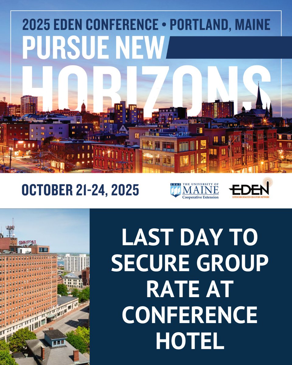 ExtDisasterEd's tweet image. 🕒 Last day to book your hotel for #EDEN2025 at the group rate!
📍 The Westin Portland Harborview
💲 $199/night (plus tax)
📅 Book by TODAY
🔗 hubs.li/Q03DLyH10