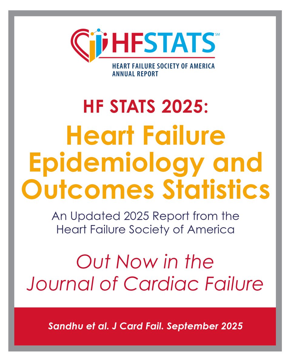 🚨HF STATS 2025: Heart Failure Epidemiology and Outcomes Statistics - An Updated 2025 Report from <a href="/HFSA/">HFSA</a> is out now in <a href="/JCardFail/">Journal of Cardiac Failure</a> 

💥Learn crucial data and analysis about the state of HF in the US and worldwide. 📈  

Key points summarized below 🧵

bit.ly/4mwCR5D