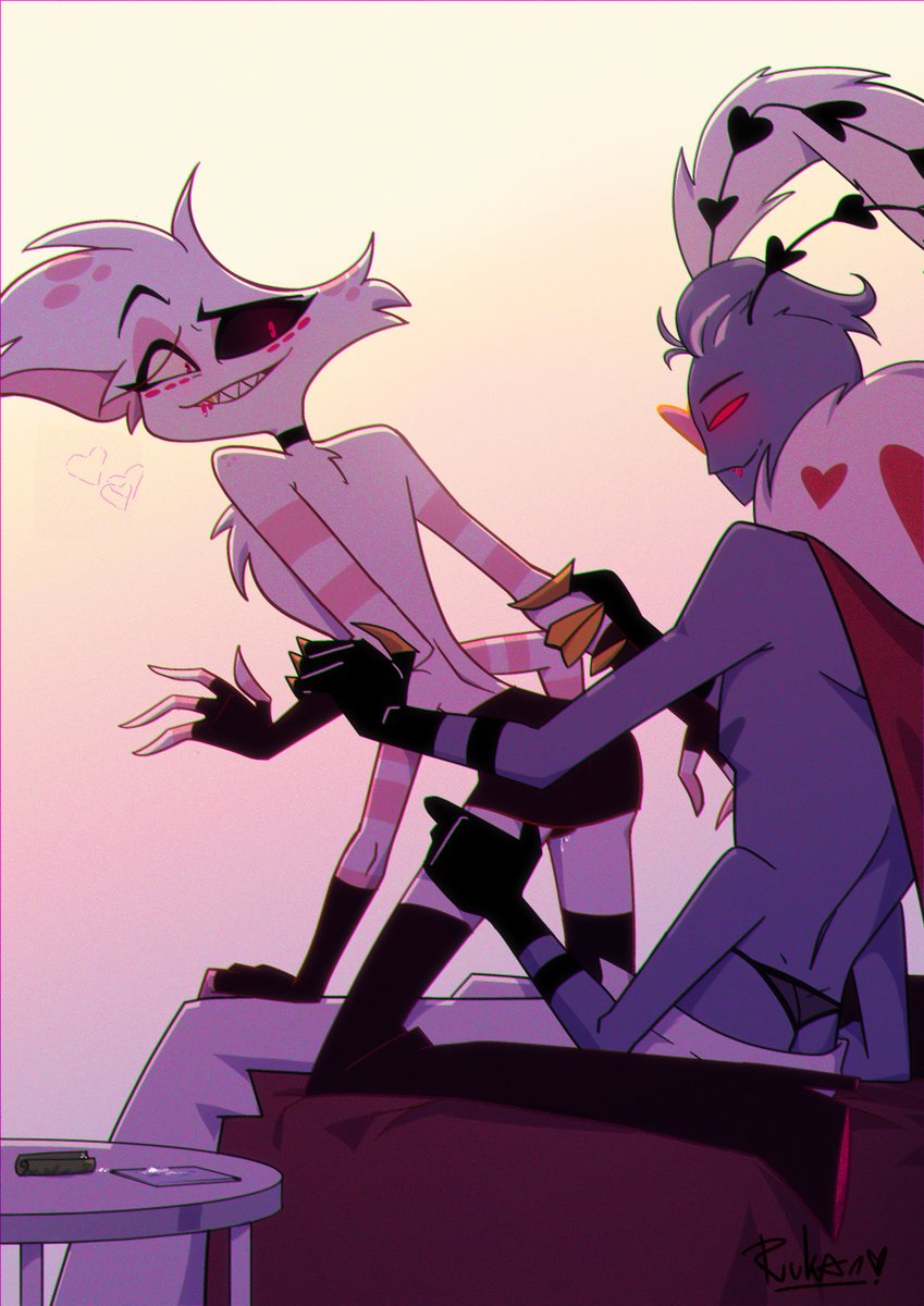 rukan_'s tweet photo. Angel Dust is definitely having a great time  :3  this is from their honeymoon phase 🥰 

CW: ValAngel, dubcon, drug use (i also have a more naked version :3 you know where to find it keke) https://t.co/Ufeh0SPQyZ