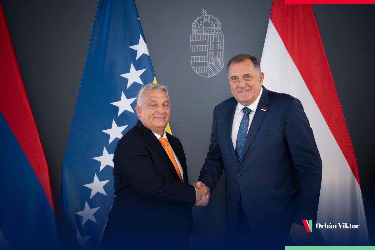 PM_ViktorOrban's tweet photo. 🤝 Pleasure to meet with @MiloradDodik, President of Republika Srpska, in Budapest today. https://t.co/6UXdkUzOMj