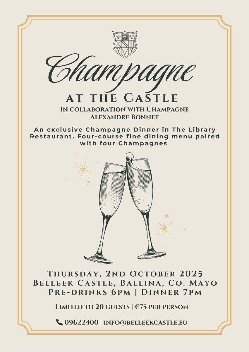 BelleekCastle's tweet photo. Only a Few Rooms Remain – Extend Your Champagne at the Castle Experience - https://t.co/JemxKuLIuU https://t.co/LFyKpwPEmd