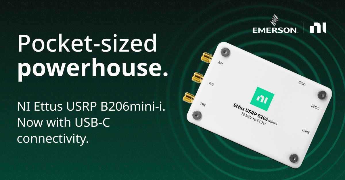 Meet the NI Ettus USRP B206mini-i. Compact yet powerful, the B206mini-i supports a wide frequency range from 70 MHz to 6 GHz and has an open-source UHD driver, giving you flexibility in software choice. Find out how this portable software defined radio can support your wireless