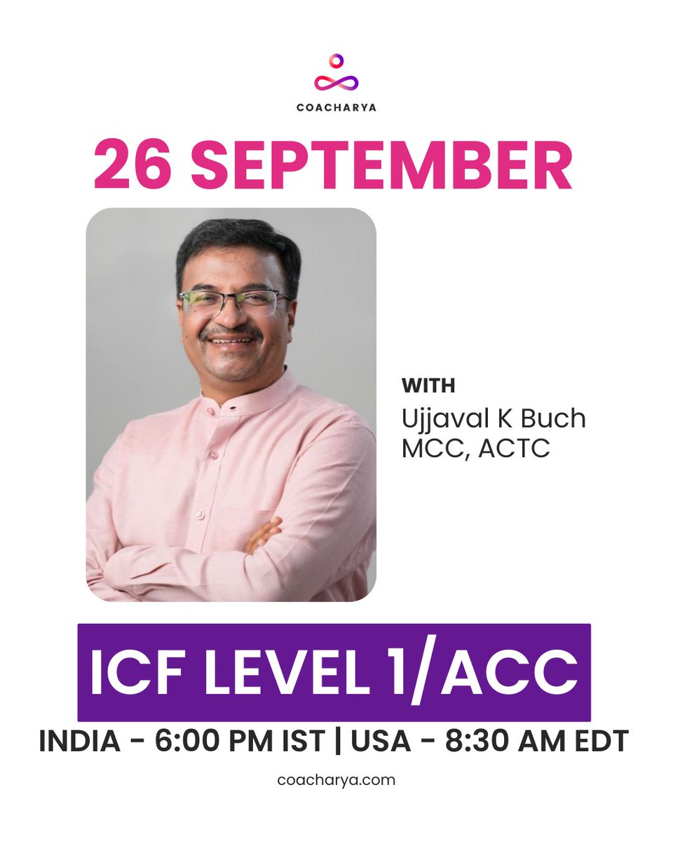Ready to explore your values and help others discover theirs?

Join our upcoming ICF L1 / ACC Program with Ujjaval K Buch.

👉 Register today: tinyurl.com/2hk8xtsb

#coaching #selfimprovement #personaldevelopment #leadership #career #HR #values #beliefs