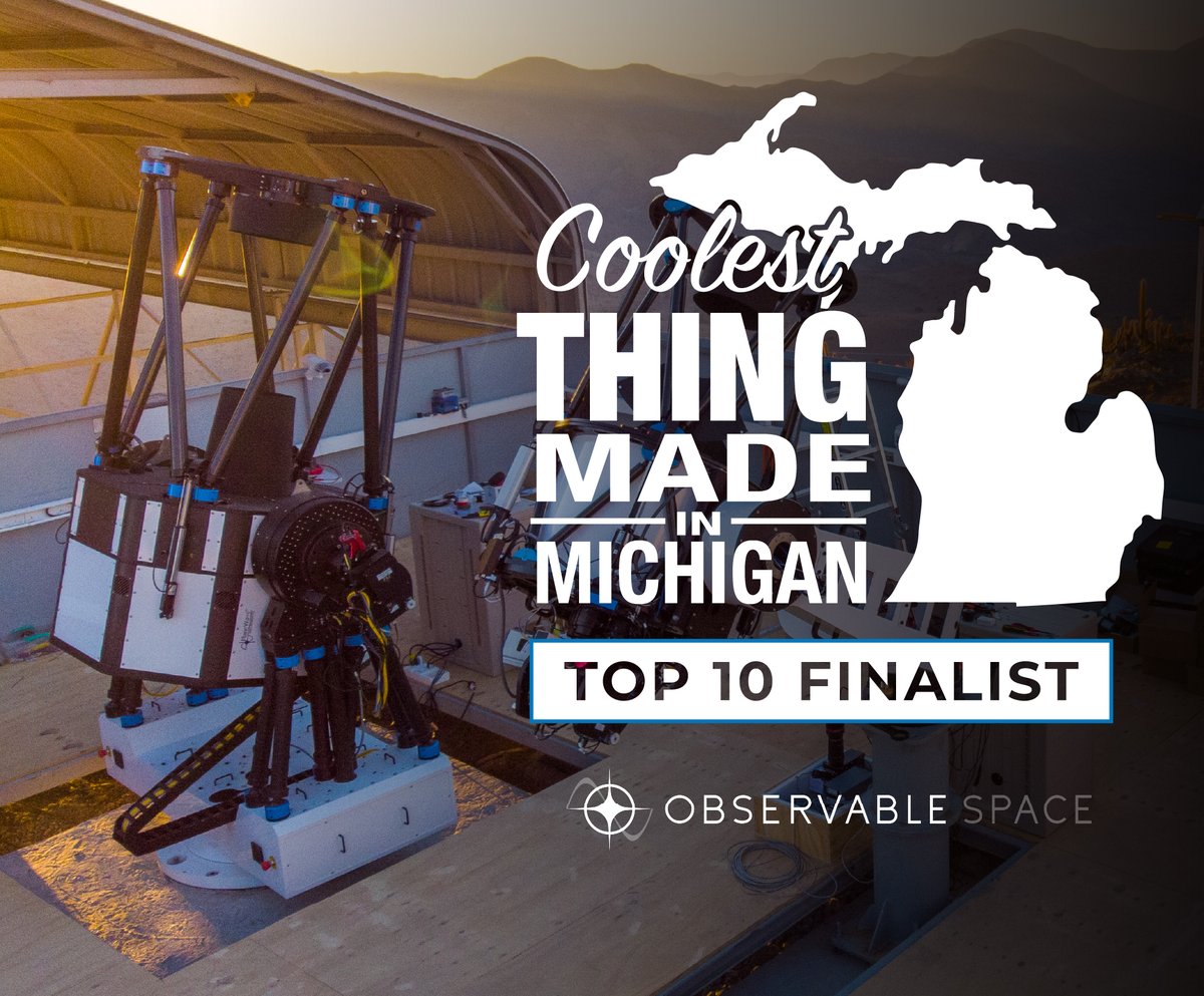 OurSkyAI (@ourskyai) on Twitter photo Proud moment for the Observable Space ecosystem! đź’«The PF1000 Prime Focus System, powered by our software, is a Top 10 finalist for the 2025 Coolest Thing Made in Michigan.
Vote every day, now through Oct 1 at micoolestthing.org/contestants/pf… Proud moment for the Observable Space ecosystem! 💫The PF1000 Prime Focus System, powered by our software, is a Top 10 finalist for the 2025 Coolest Thing Made in Michigan.
Vote every day, now through Oct 1 at micoolestthing.org/contestants/pf…