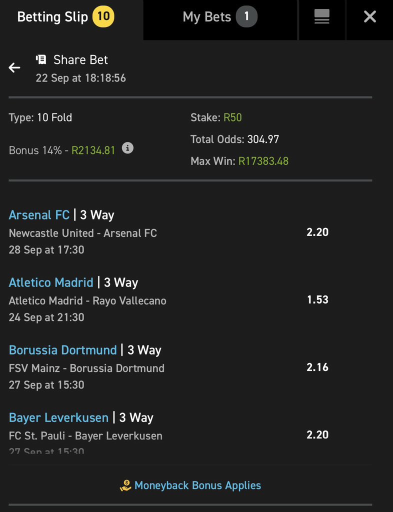 Mohale_Evans's tweet photo. Just 10 Straight Wins β
π₯
Letβs turn this beautiful odds intoβ¦..
17k in the Bag β
π₯
Straight Wins β
π₯
Booking Code π 03-441882
Booking Link π https://t.co/Gb747r5pqI
Use My Promo Code π GOAT50 π
Register here π https://t.co/pnRW7CcFnT
#SaturdayRewards #Easybet β
π https://t.co/8630WolUqx