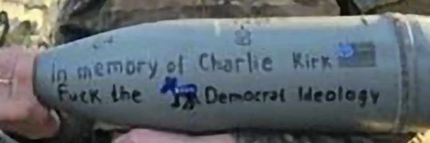 Soldados russos homenageiam, em bomba, Charlie Kirk. "In memory of C. Kirk - Fuck the democrat ideology". E tem coleguinha que acha que os fascistas estão só infiltrados no exército ucraniano.