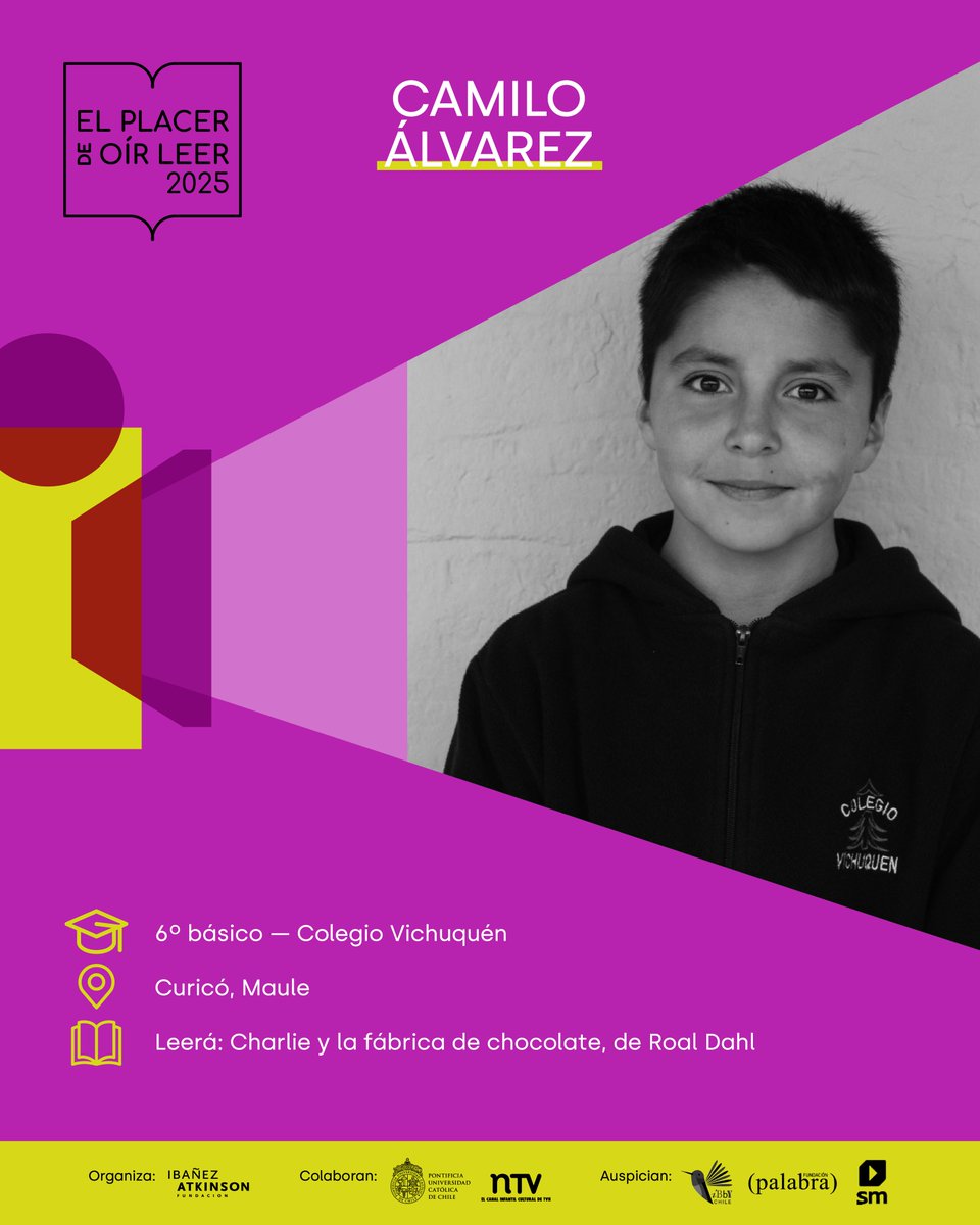 ¡La Gran Final Nacional de #ElPlacerdeOírLeer se acerca! En ella estará presente Camilo Álvarez, finalista que representará a la región del Maule. ¡Le enviamos la mejor energía para el desafío que enfrentará el 16 de octubre! 📖🌟