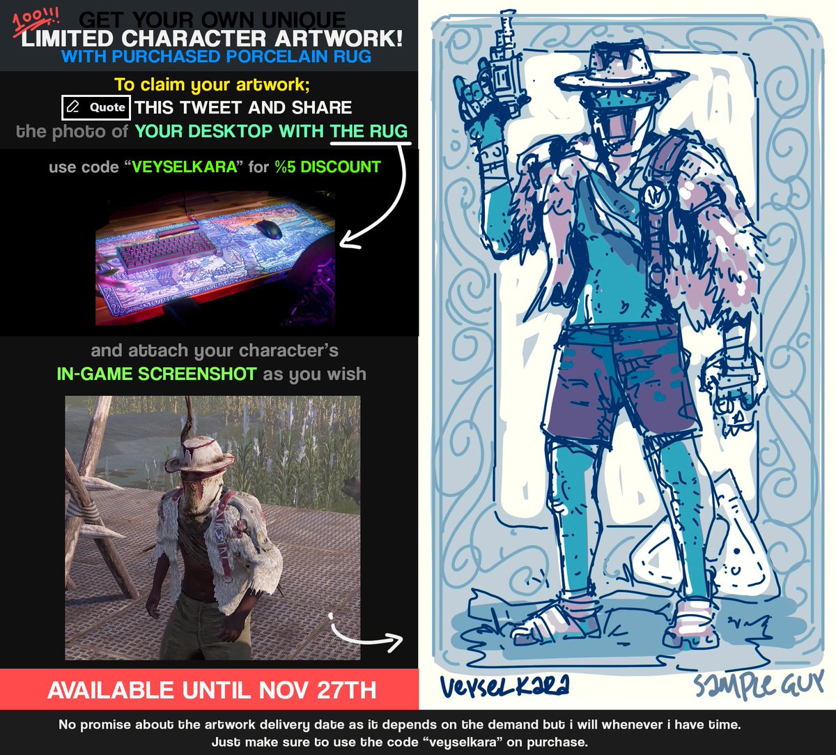 HUGE ANNOUNCEMENT!!!!
Porcelain Rug is alive and real! You can purchase it from the store with %5 discount code "VEYSELKARA",(so i get more share). 
epicdesk.shop/products/veyse…
Get your %100 comfort bonus :D Also, i have an artwork giveaway, check the final img to claim it.

RT &amp;♥️