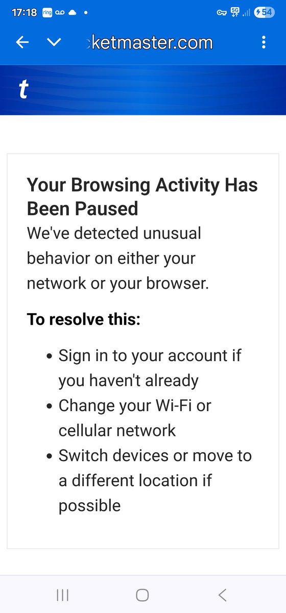 Everitt65Gary's tweet photo. @TicketmasterCS keep getting this when I try to download tickets https://t.co/vZCdaFsweR