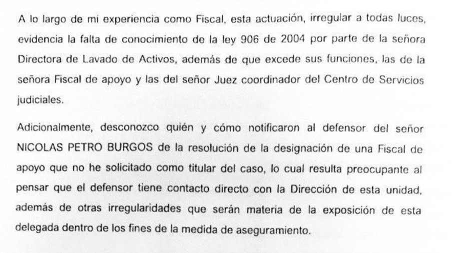 Un aplauso para la Fiscal Lucy Laborde, quien investiga al narcotraficante e hijo de Gustavo Petro, Nicolás Petro.

Se le paró en la raya a la Fiscal General, Luz Adriana Camargo, por su intervención indebida en el proceso penal contra el hampón.