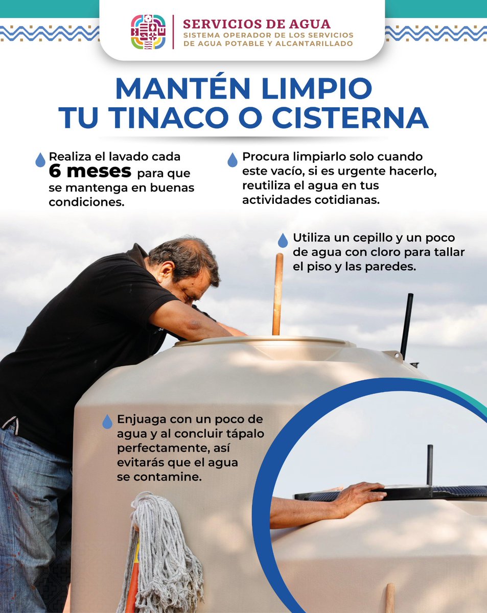#SOAPA ¿Cuándo fue la última ocasión en qué lavaste tu tinaco? Recuerda mantenerlo limpio; lava tu tinaco.