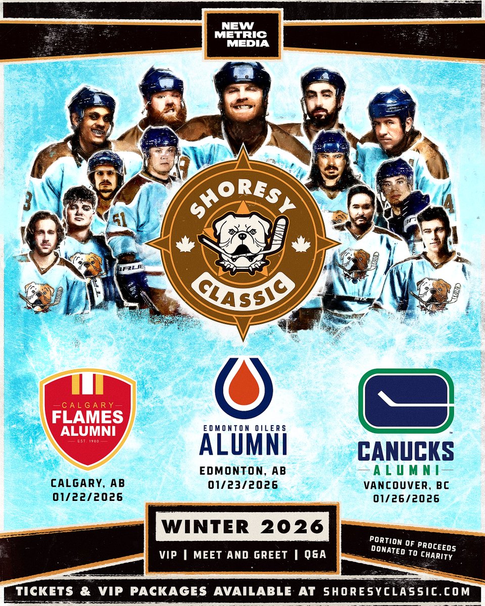 Presale tickets are on sale now for additional Western Canada dates of the Shoresy Classic.   

Use code BULLDOGS26 at shoresyclassic.com to get yours.  

VIP packages include cast meet &amp; greet and an autographed team photo.