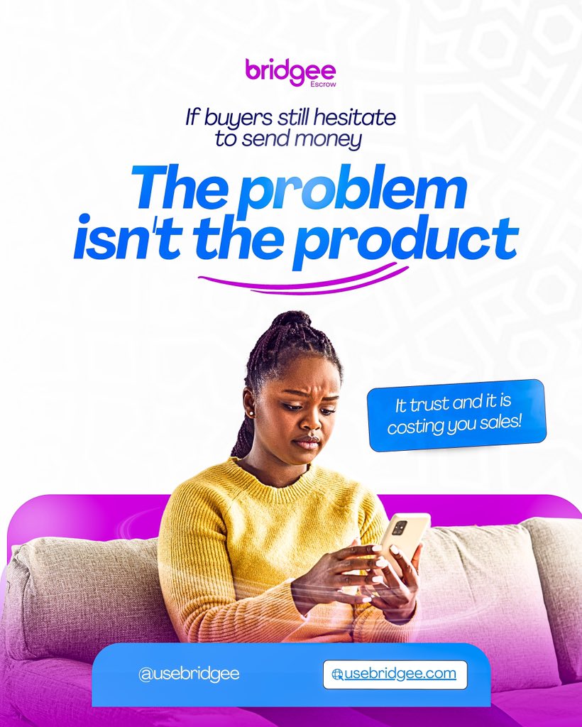 usebridgee's tweet image. It’s not always about your product.
If buyers still doubt, it’s because they don’t feel safe.

Bridgee solves that with secure payments.
But beyond that, what have you done to make your customers trust you?
#bridgee #escrow #onlineshopping #safetransactions