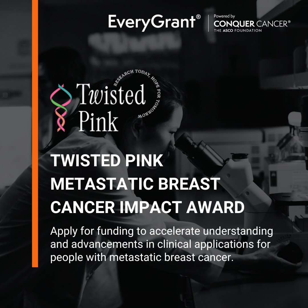 ConquerCancerFd's tweet image. Last call! The Twisted Pink Metastatic Breast Cancer Impact Award LOI deadline is Sept. 27th. Don't wait - apply now and secure your funding! brnw.ch/21wVZxV #CancerResearch #GrantOpportunity #EveryGrant @ASCO @TwistedPinkOrg