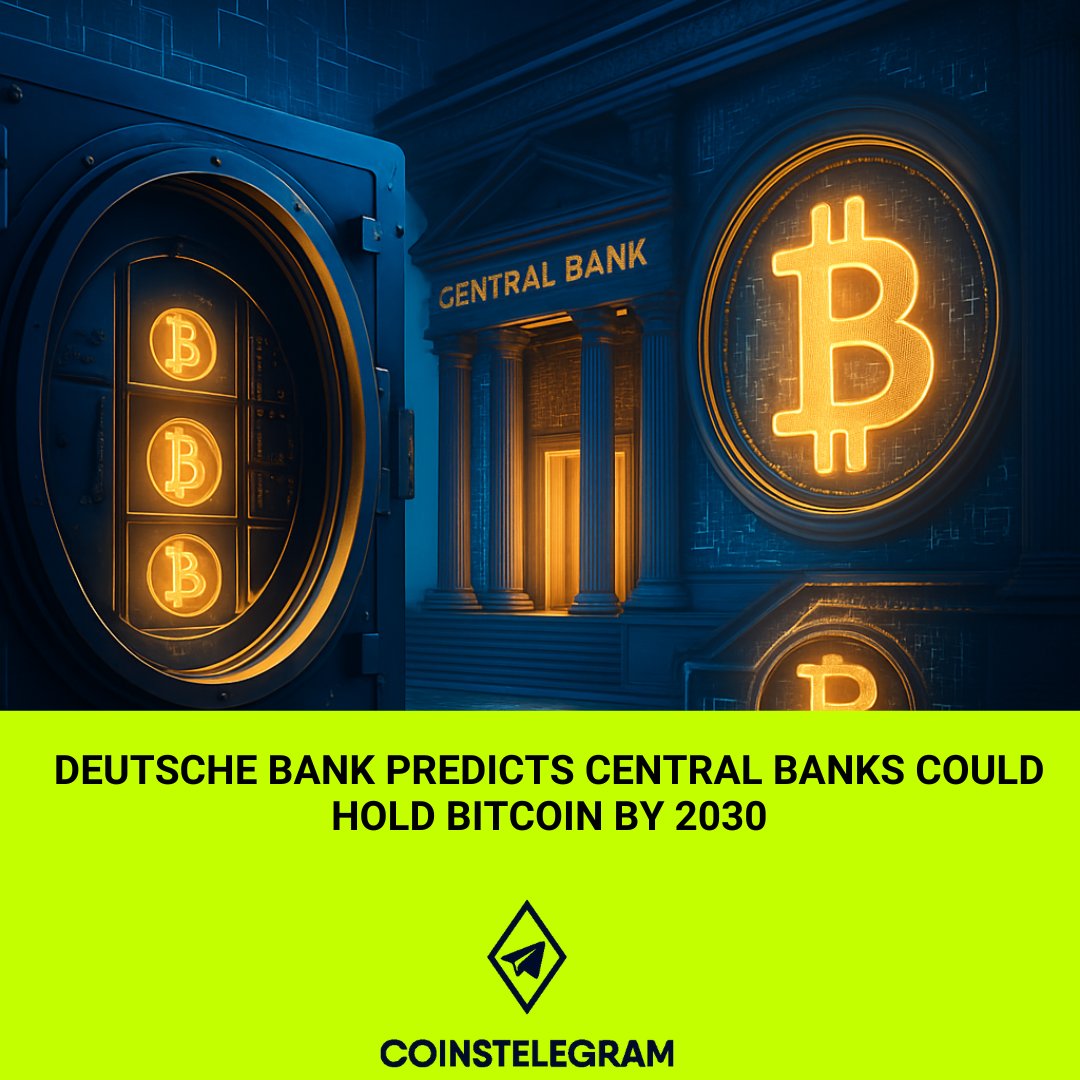 Coinstelegram1's tweet image. 🏦 Deutsche Bank predicts central banks could be holding Bitcoin by 2030. 🚀 #Bitcoin #Crypto #DeutscheBank #BTC #Finance 
coinstelegram.com/news/deutsche-…