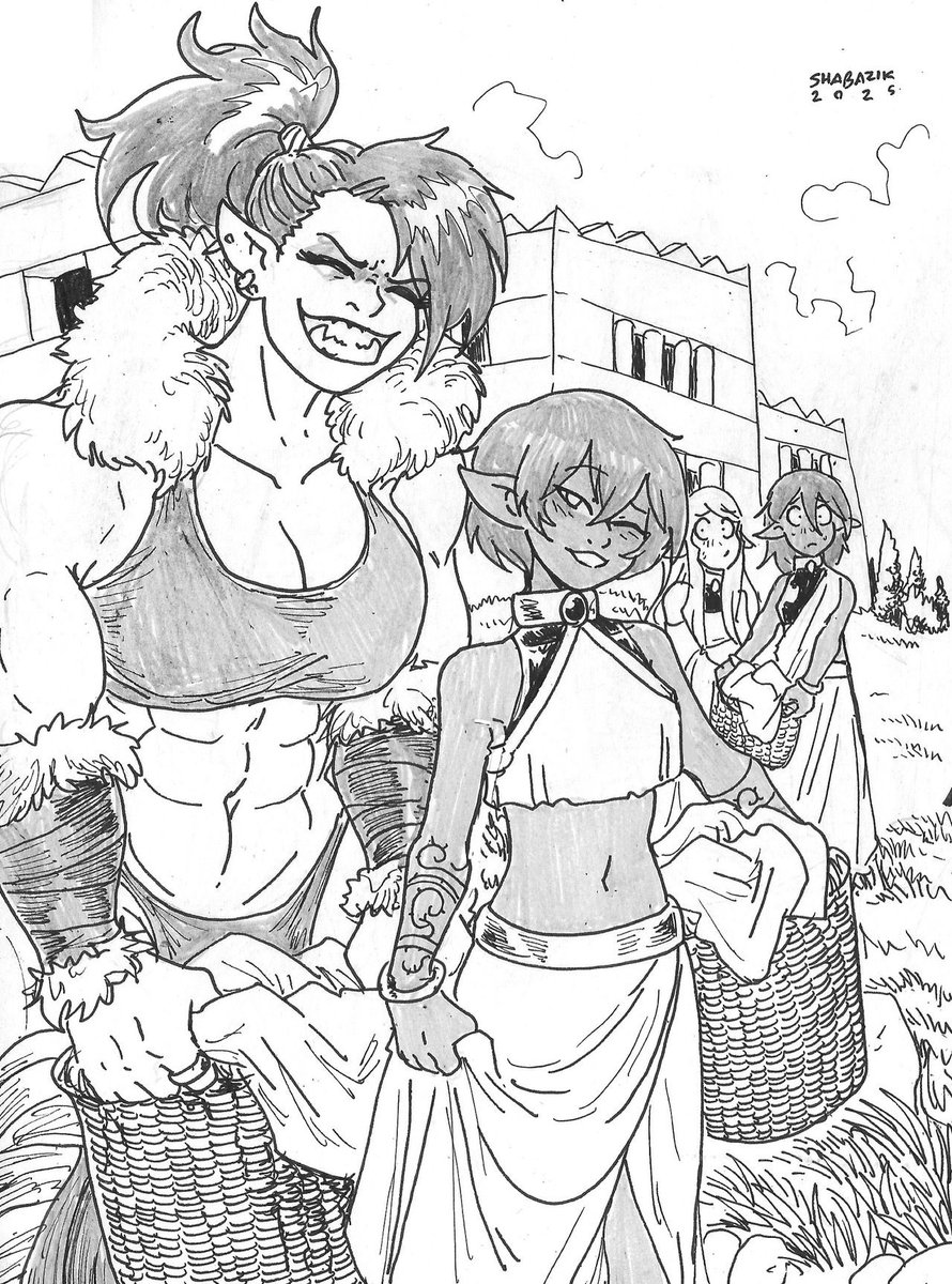 shabazik's tweet image. The weakest orc female and the strongest elf male.

A joke of course, based in a meme somebody shared with me forever ago.

#drawing #elf #orc