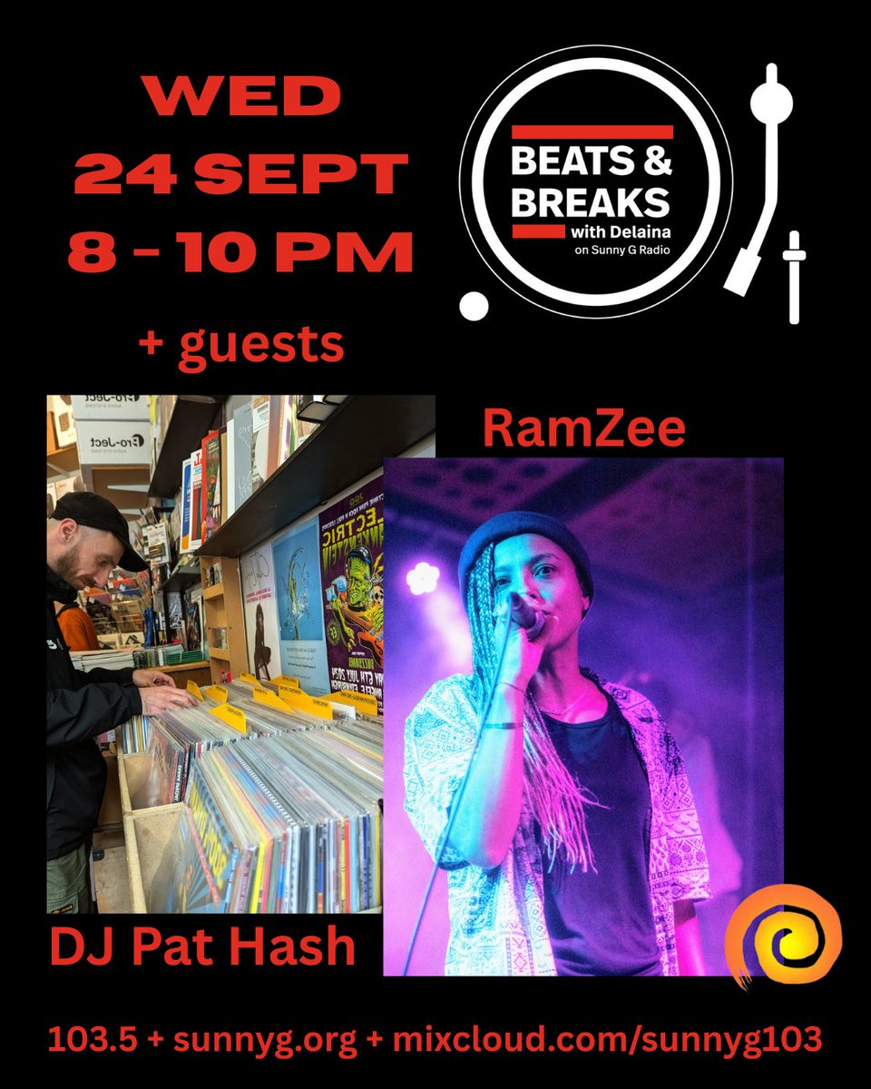delainasepko's tweet image. #BeatsAndBreaks with Delaina is back Wed 24 Sept from 8 - 10 PM on @SunnyGRadio!

inc Raj Mahal, Golden, @ameliaunity, @jehstofficial &amp;amp; MORE

+ guests RamZee and DJ Pat Hash

————————————

📻 103.5 FM
🌐 sunnyg.org
📺 mixcloud.com/sunnyg103

#HipHop #Scotland