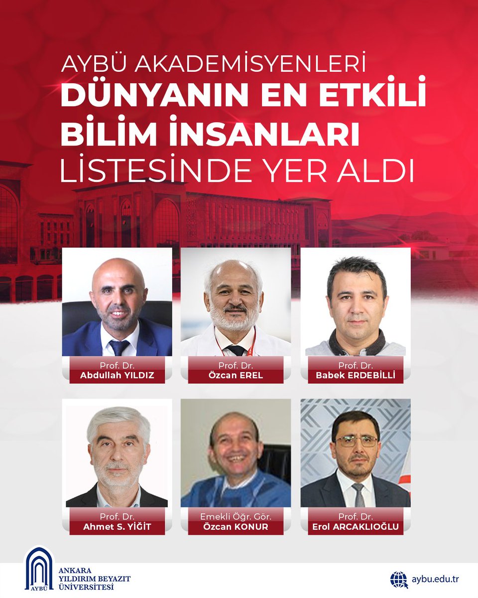 AYBÜ’lü Akademisyenler “Dünyanın En Etkili Bilim İnsanları” Listesinde Yer Aldı

Prof. Dr. Abdullah YILDIZ, Prof. Dr. Özcan EREL, Prof. Dr. Erol ARCAKLIOĞLU, Prof. Dr. Babek ERDEBİLLİ, Prof. Dr. Ahmet Salih YİĞİT ve Emekli Öğretim Görevlisi Özcan KONUR, ABD’nin saygın