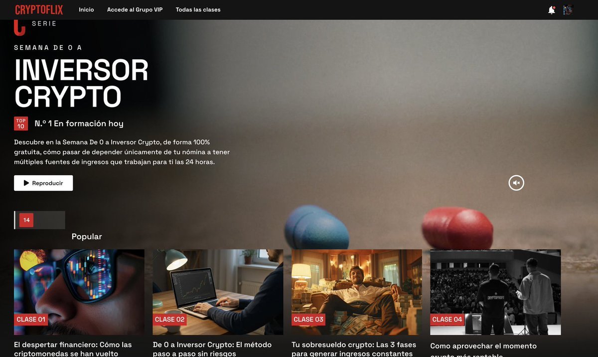 6. CryptoFlix Hemos creado nuestro propio Netflix gratis con clases sobre cómo  ganar dinero con criptomonedas, estará disponible hasta el miércoles, ese  día borraremos la web para siempre. No te lo pierdas