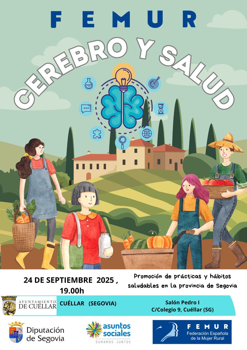 Si quieres conocer la relación existente entre nuestro cerebro y nuestro bienestar general no puedes perderte nuestro taller 'Cerebro y salud' en #Cuéllar (Segovia) con el psicólogo Carlos Valiente.
📍Palacio de Pedro I
📅Miércoles  24 de septiembre 19.00 horas.
Colabora <a href="/DipuSG/">Diputación de Segovia</a>